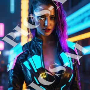 Femme portrait cyberpunk 9 Pack de 5 images 4K Cyberpunk – Fond d’écran & Art numérique (Volume 4)