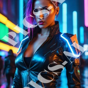 Femme portrait cyberpunk 6 Pack de 5 images 4K Cyberpunk – Fond d’écran & Art numérique (Volume 5)