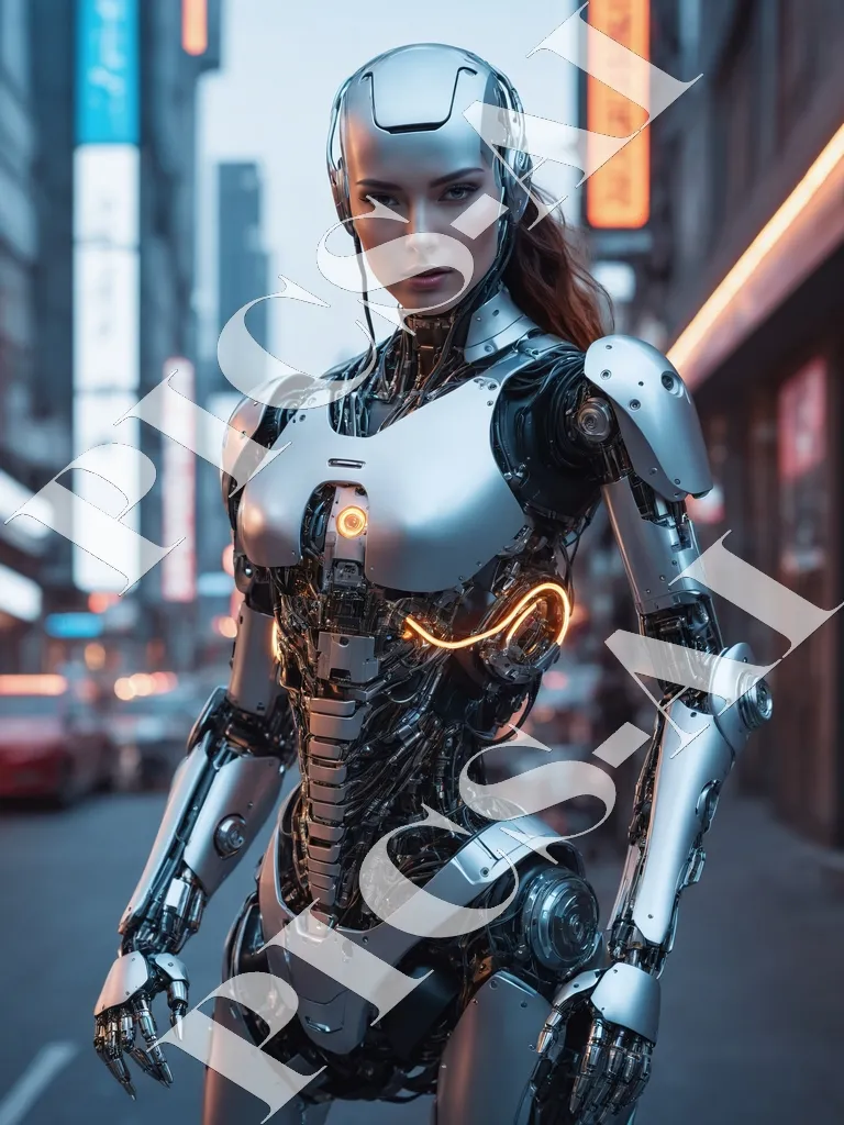 Portrait de femme mecha humain avec implants cybernétiques